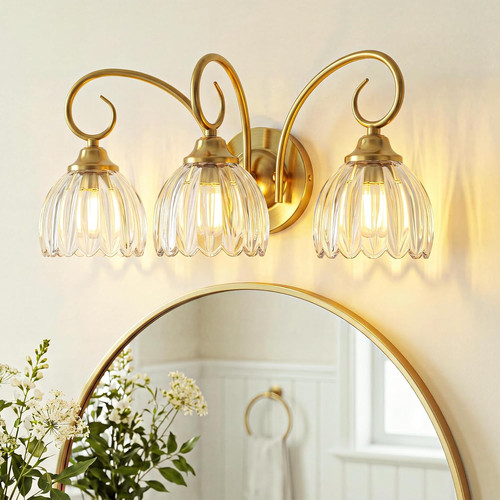 Vintage gold light bathroom - 3-light,